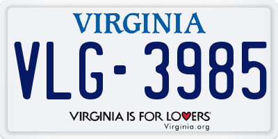 VA license plate VLG3985