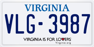 VA license plate VLG3987