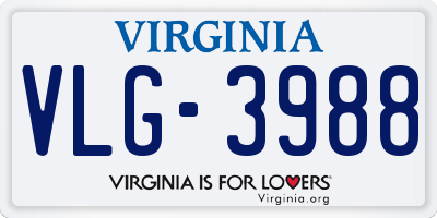 VA license plate VLG3988