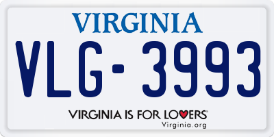 VA license plate VLG3993