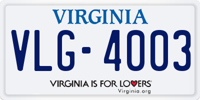 VA license plate VLG4003