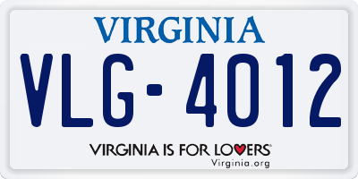 VA license plate VLG4012