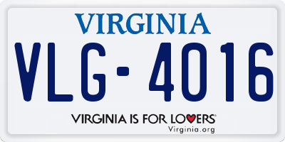 VA license plate VLG4016