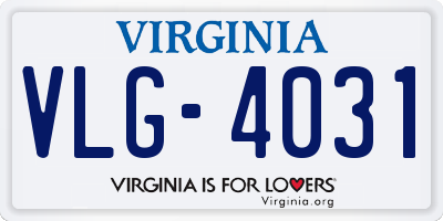 VA license plate VLG4031