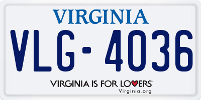VA license plate VLG4036