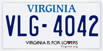 VA license plate VLG4042