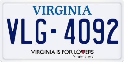 VA license plate VLG4092