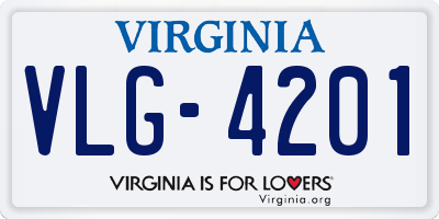 VA license plate VLG4201