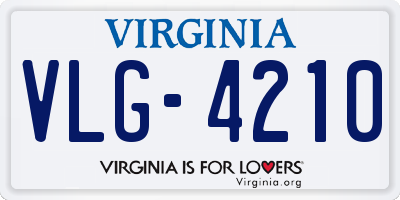 VA license plate VLG4210