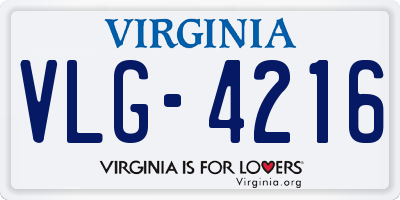 VA license plate VLG4216