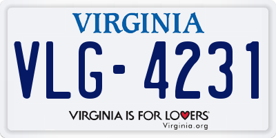 VA license plate VLG4231