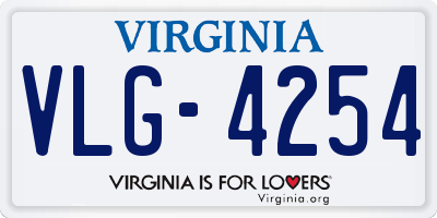 VA license plate VLG4254