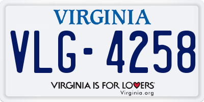 VA license plate VLG4258
