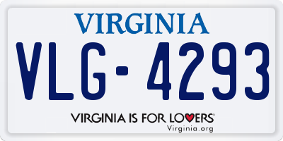 VA license plate VLG4293