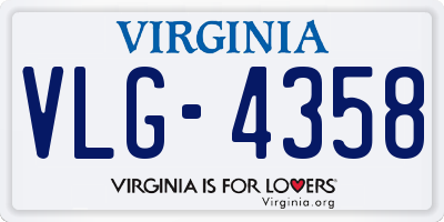 VA license plate VLG4358