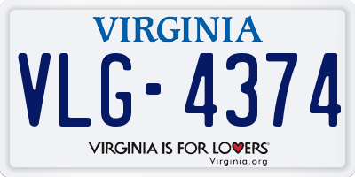 VA license plate VLG4374
