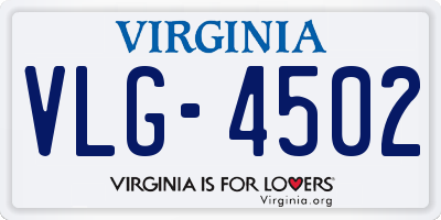 VA license plate VLG4502