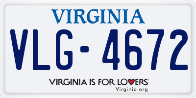 VA license plate VLG4672