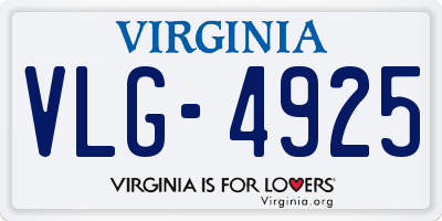 VA license plate VLG4925