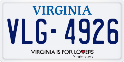 VA license plate VLG4926