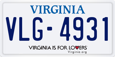 VA license plate VLG4931