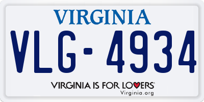 VA license plate VLG4934