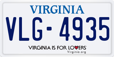 VA license plate VLG4935