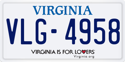 VA license plate VLG4958