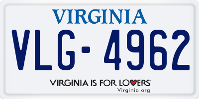 VA license plate VLG4962