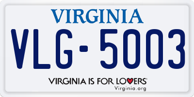VA license plate VLG5003