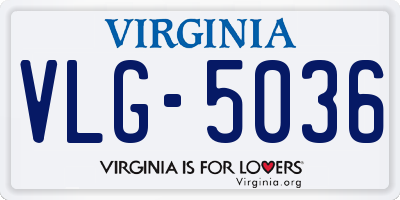 VA license plate VLG5036