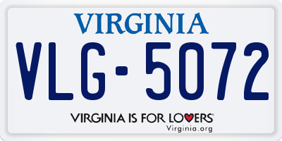 VA license plate VLG5072