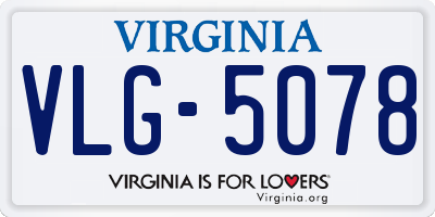 VA license plate VLG5078