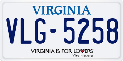 VA license plate VLG5258