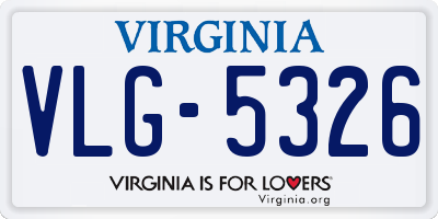 VA license plate VLG5326