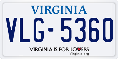 VA license plate VLG5360