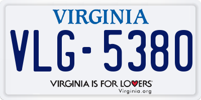 VA license plate VLG5380