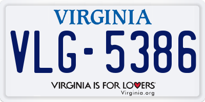 VA license plate VLG5386