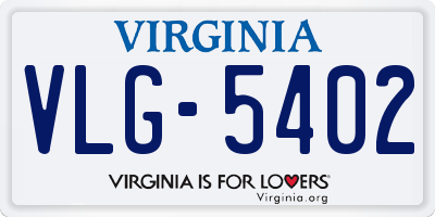 VA license plate VLG5402