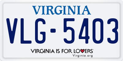 VA license plate VLG5403