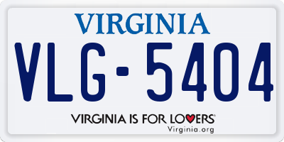 VA license plate VLG5404