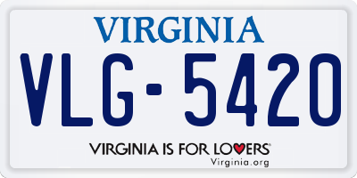 VA license plate VLG5420