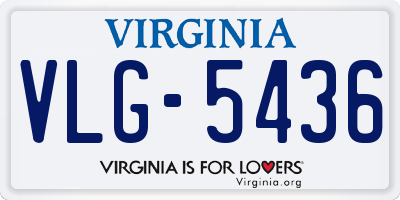 VA license plate VLG5436