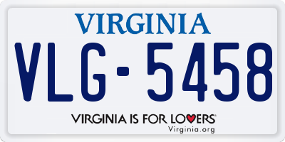 VA license plate VLG5458