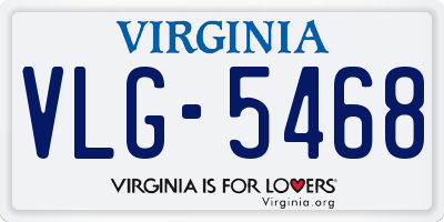 VA license plate VLG5468