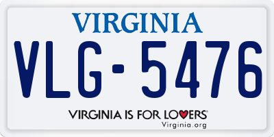VA license plate VLG5476
