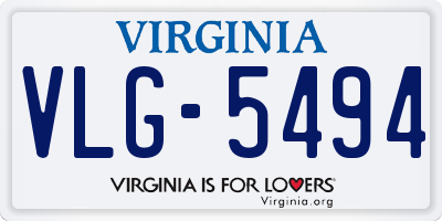 VA license plate VLG5494