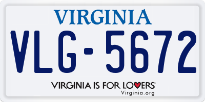 VA license plate VLG5672