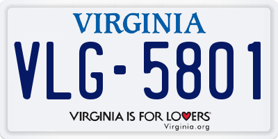 VA license plate VLG5801