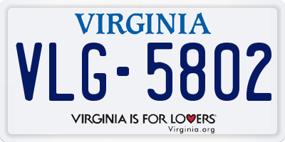 VA license plate VLG5802